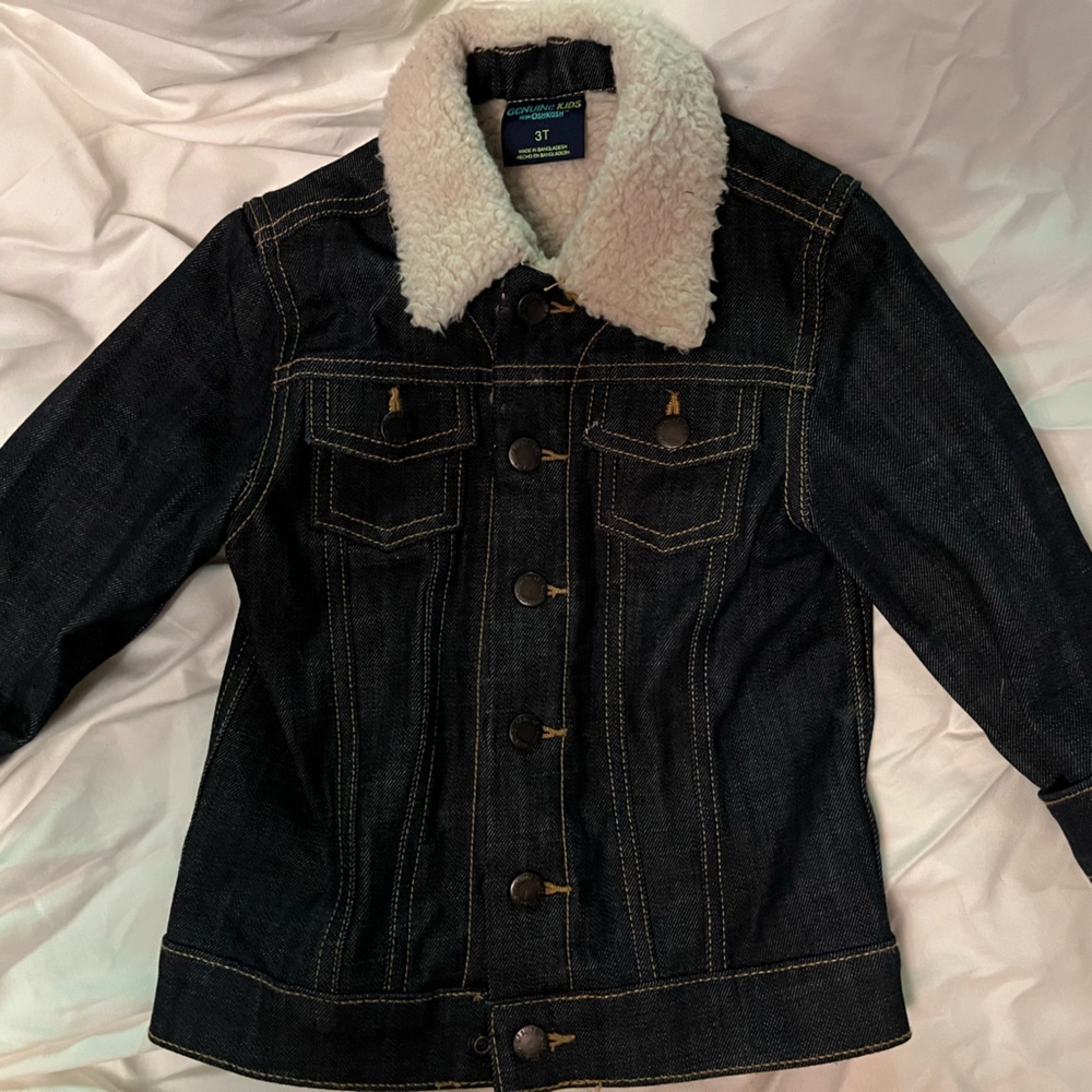 Toddler denim jacket with faux Sherpa collar - 3T